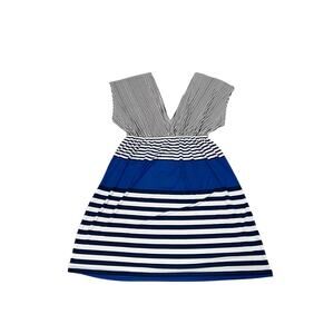 J Valdi, New, Sleeveless Dress, Blue‎ and White, Size Medium KB 16